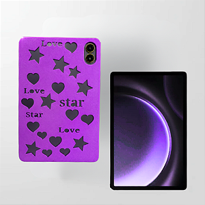 Capa Slim Case para Tablet Xiaomi Poco Pad M1 12.1 Duravel Resistente Roxo Estrela Coração