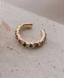 Piercing Encaixe Zircônias Coloridas - Dourado - Antialérgico