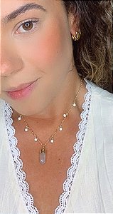 Colar com Pedra Natural Verão - Dourado - Antialérgico