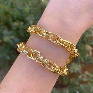 Pulseira Elo Trançado - Dourado - Hipoalergênico