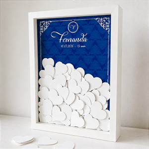 Quadro de assinaturas aniversário/debutante - azul e prata