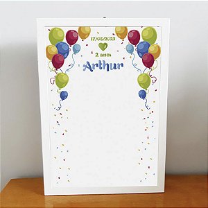 Quadro de Assinaturas Aniversário - bexigas coloridas (menino)