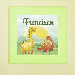 Quadro Infantil com moldura personalizada - dupla de Dinossauros