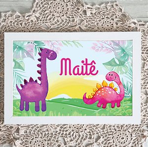 Quadro Infantil - dinossauro para menina