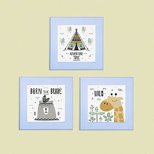 Kit com 3 Quadros Infantis - tema Aventura