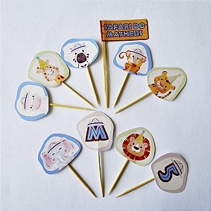 Topo para Docinhos Safari - 10 Unidades (opção para menino e para menina)