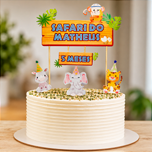 Topo para Bolo Safari (opção para menino e para menina)