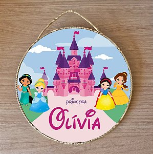 Placa para Porta da Maternidade tema Princesas - 25 cm