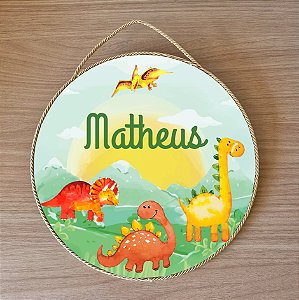 Placa para Porta da Maternidade tema Dinossauro - 25 cm