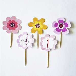 Topo para Docinhos no tema Jardim de Flores (10 Unidades)