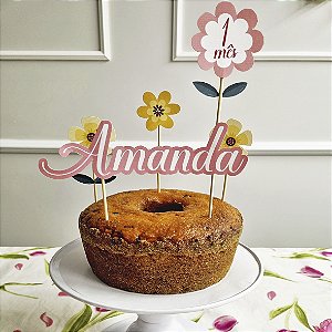 Topo para bolo tema Jardim de Flores