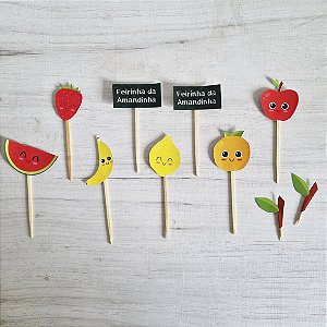 Topo para Docinhos Frutas / Feirinha - 10 Unidades (opção para menino e para menina)