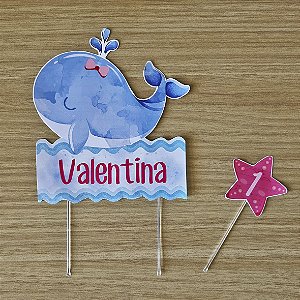 Topo para Bolo Fundo do Mar (opção para menino e para menina)