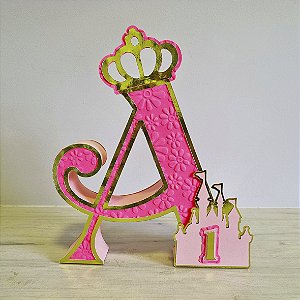 Letra 3D (com inicial do nome e idade) luxo - menina
