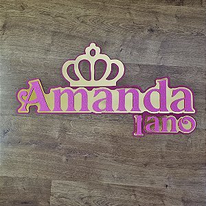 Placa grande luxo em camadas com papel nobre - nome e idade (cerca de 60 x 30 cm)