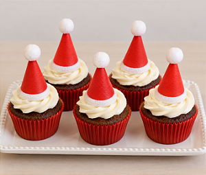 Chapéu decorativo para doces ou mesa Tema Natal - tamanho médio 6cm altura com 15 unidades