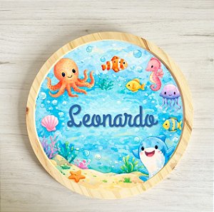 Placa para Porta de Maternidade ou Decorativa Tema Fundo do Mar - 30 cm