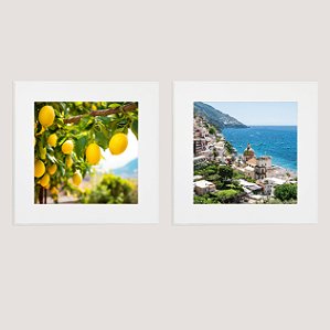Kit com 2 Quadros Decorativos Costa Amalfitana Limão Siciliano e Positano
