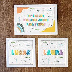 Kit de Quadros de Irmãos - colorido estilo escandinavo