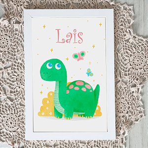 Quadro Infantil Decorativo Dinossauro Aquarelado