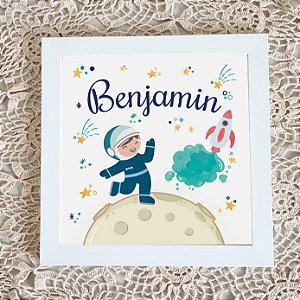 Quadro Decorativo Infantil Astronauta e Lua