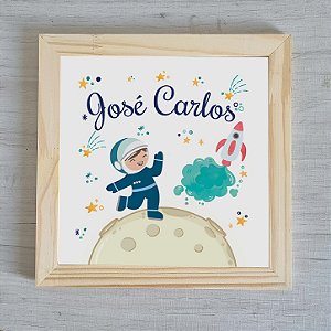 Quadro Decorativo Infantil Astronauta e Lua