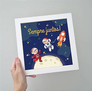Quadro Infantil para irmãos tema Astronautas