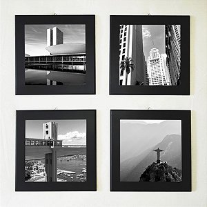 Kit com 4 Quadros Decorativos tema Cidades Brasileiras