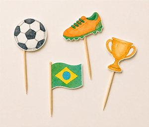 Topper de Docinhos Futebol Brasil Copa do Mundo (com 12 unidades)