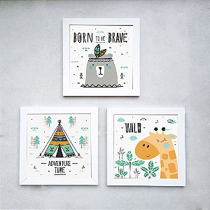 Kit com 3 Quadros Infantis - tema Aventura