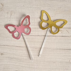 Topo para Docinhos e Bolo Borboletas (kit cor de rosa e/ou dourada espelhada)