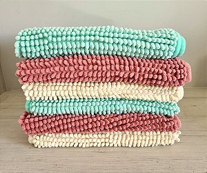Tapete em Microfibra Antiderrapante Macio de Bolinhas para Banheiro, Lavabo com 38x58 cm Rozac
