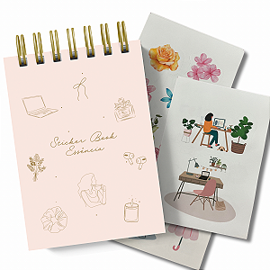 Sticker Book- 50 Cartelas de Adesivos - Caderninho Essência A6 - Adesivos Funcionais e Decorativo