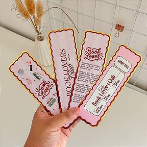 Kit Marca Páginas Tradicional com Efeito Dourado - 4 unidades - Vermelho e Rosa