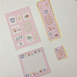 Kit Papelaria Verão dos Sonhos - Marca-Páginas, Adesivos e Bloco de Notas