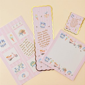 Kit Papelaria Verão dos Sonhos - Marca-Páginas, Adesivos e Bloco de Notas