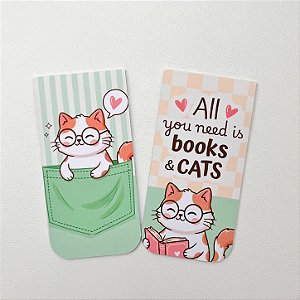 Marca Página Magnético - 2 Unidades - Gatinho Verde