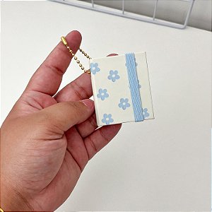 Mini Bloco de Notas Chaveiro post It - Florzinha Azul