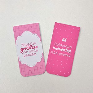 Marca Página Magnético - 2 Unidades - Com Frases - Rosa