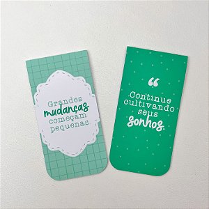 Marca Página Magnético - 2 Unidades - Com Frases - Verde