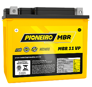Bateria Moto AGM/VRLA Pioneiro MBR 11 VP 12V 11Ah