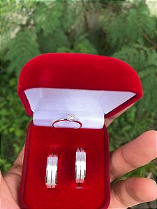 Par de alianças, de 7mm, Prata 925.