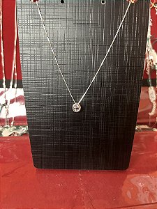 Colar veneziana com pingente em círculo de brilho, Prata 925.