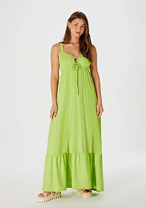 VESTIDO MIDI HERING TEXTURIZADO C/ RECORTE VERDE G