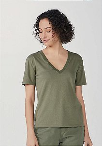 BLUSA FEM MC HERING BASIC SLIM VERDE MILITAR P