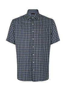 CAMISA INDIVIDUAL MC FERNADO COMFORT FIT - XADREZ AZUL MARINHO