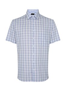 CAMISA INDIVIDUAL MC FERNADO COMFORT FIT - XADREZ AZUL CLARO
