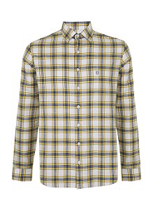 CAMISA INDIVIDUAL ML COTTON SLIM FIT - XADREZ AMARELO CLARO