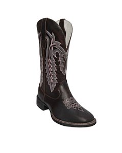 BOTA TEXANA BIG BULL FOSSIL/MARROM BORDADO ROSA