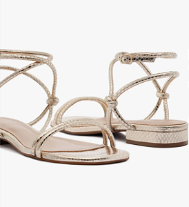SANDALIA RASTEIRA AREZZO DOURADA SNAKE GLOW